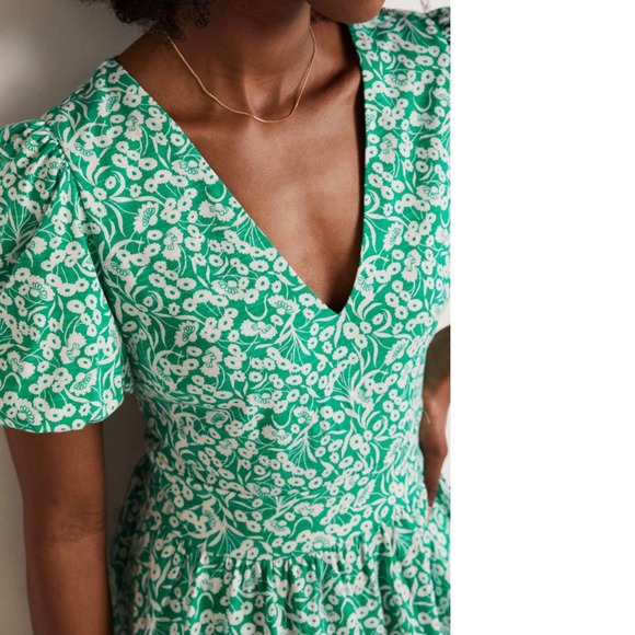 NWT Boden Women's Floral Back Cutout Dress in Emerald Floret Bud (12R) - Picture 3 of 9